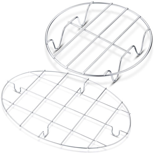 PEDIA 2 Pieces Small Roasting Rack Set, Oval Cooling Rack, 6 Inch Round Baking Rack